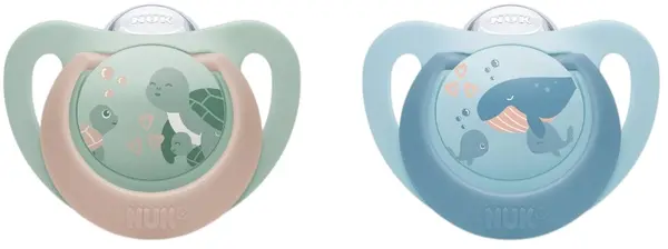 Suzete din silicon NUK First Choice - 6-18 luni, 2 buc, broască țestoasă/balenă