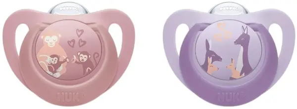 Suzete din silicon NUK First Choice - 6-18 luni, 2 bucăți, maimuță/cangur