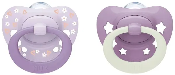 Suzete din silicon NUK First Choice - Day & Night, 0-6 luni, pentru fete, 2 buc