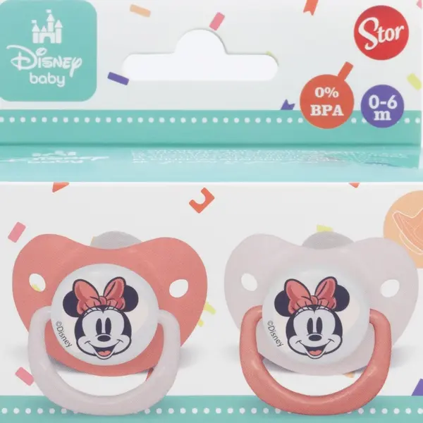 Suzete din silicon Stor - Minnie Mouse Heart Full, 0-6 luni, 2 buc