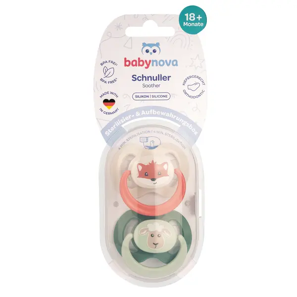 Suzete ortodontice din silicon,decorate, multicolore, 18 luni+, 20006, Baby Nova | 2 bucati