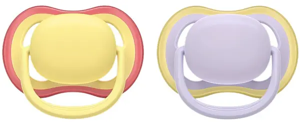 Suzete Philips Avent - Ultra Air, 0-6 luni, cu cutie, 2 buc, pastel, galben/violet