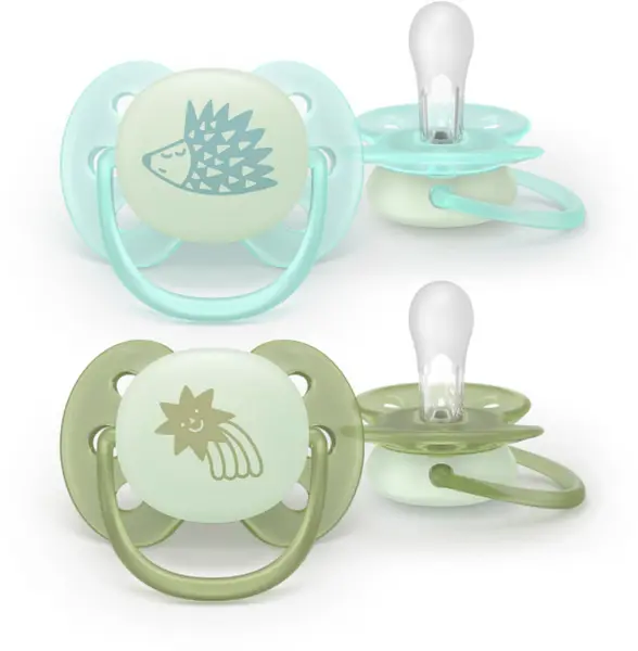 Suzete Philips Avent Ultra Soft - Night, 0-6 luni, arici/stea