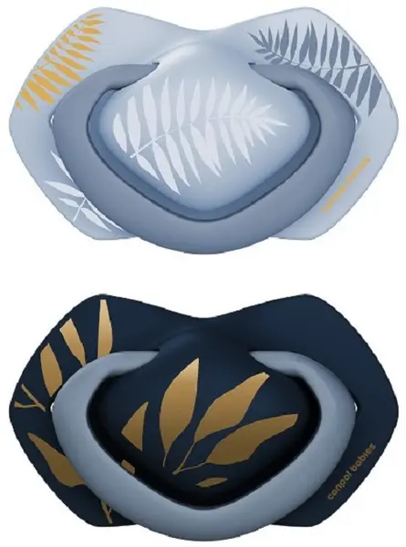 Suzete siluni etrice din silicon Canpol - Gold, 0-6 luni , 2 buc., albastru