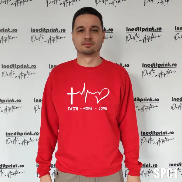 Sweatshirt Faith Hope Love SCP1 2XL, Rosu