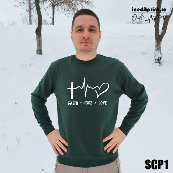 Sweatshirt Faith Hope Love SCP1 M, Verde