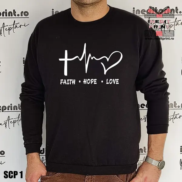Sweatshirt Faith Hope Love SCP1 XL, Negru