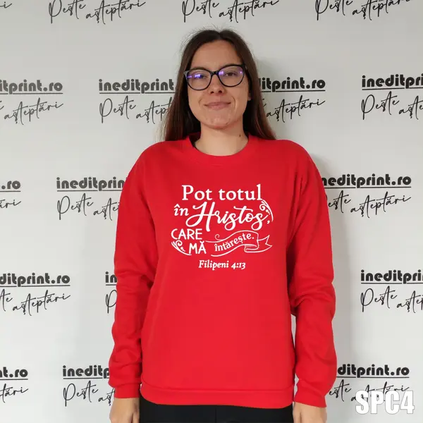 Sweatshirt Filipeni 4:13 SCP4 M, Rosu