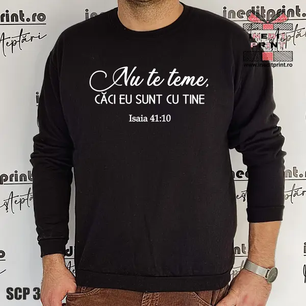 Sweatshirt Isaia 41:10 SCP3 S, Negru