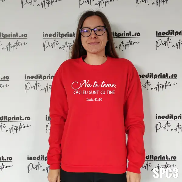 Sweatshirt Isaia 41:10 SCP3 XS, Rosu