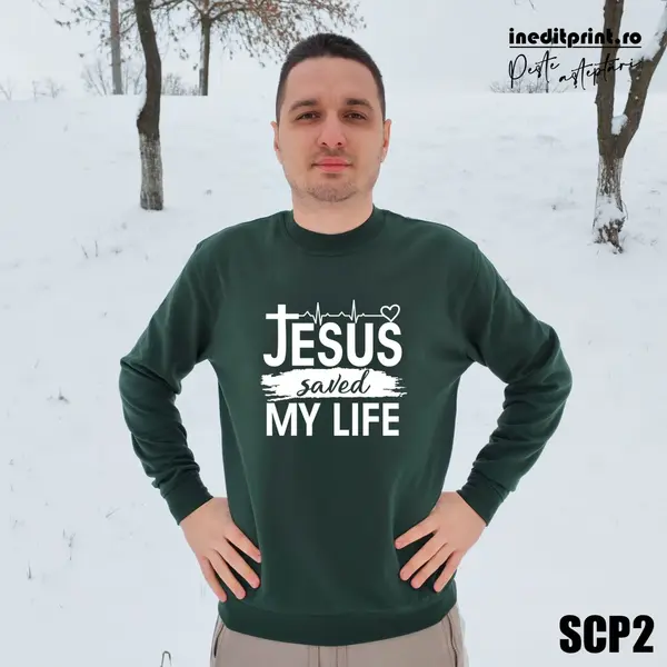 Sweatshirt Jesus saved my life SCP2 3XL, Verde