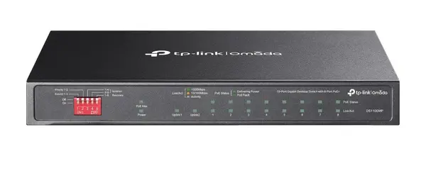 Switch 10 porturi Gigabit Omada Tp-Link DS110GMP, 8 porturi PoE+, 1 port SFP/RJ45, 123W, Plug and play