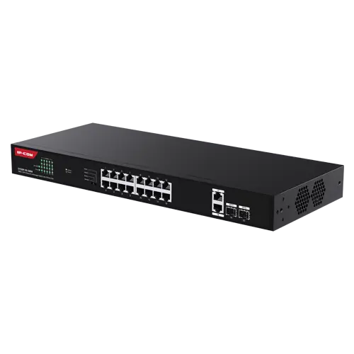Switch 16 porturi Gigabit PoE, 2 x RJ45 Gigabit Uplink, 2 x SFP Gigabit, 1U - IP-COM G1120P-16-250W