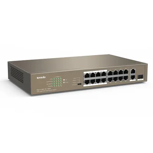 Switch 24 porturi PoE 10/100 Mbps, 2 porturi RJ45 Gigabit, 1 port SFP Gigabit - TENDA TND-TEF1126P-24-250W-V30