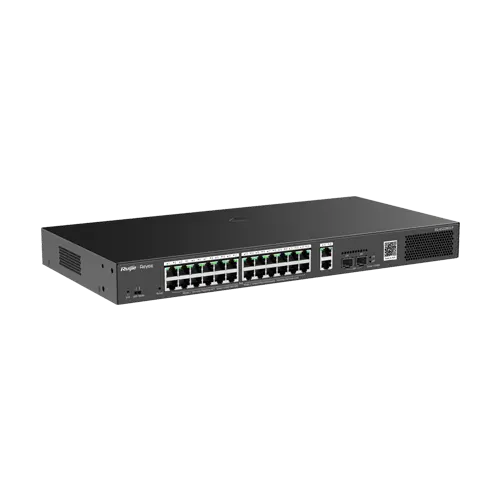 Switch 24 porturi PoE, 2 porturi GE, 2 porturi SFP, Gigabit, Cloud Management - Ruijie RG-ES228GS-P