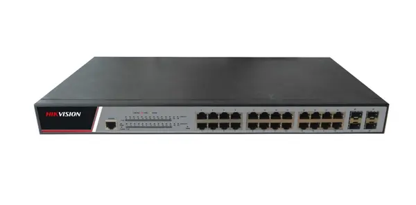 Switch 24 porturi POE Gigabit, Hikvision DS-3E2528P, Full Managed
