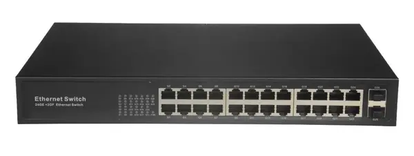 Switch 24 porturi RJ45, 2 porturi SFP, pana la 1000Mbps, 20W, Plug and play, Safer TS-SW2624GT-2GF