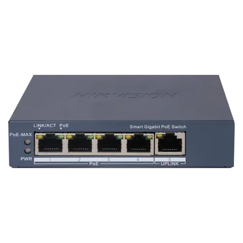 Switch 4 porturi Gigabit PoE, 1 port Uplink, Management - HIKVISION DS-3E1505P-EI