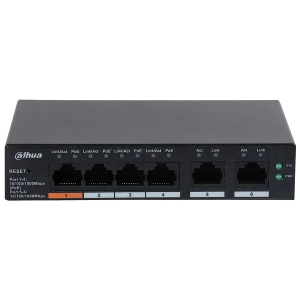Switch 4 porturi PoE, Cloud Managed, Gigabit, Dahua CS4006-4GT-60