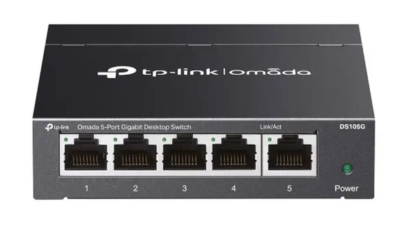 Switch 5 porturi Gigabit (4+1) Tp-Link Omada DS105G, 5x 10/100/1000Mbps RJ45, QoS, fara management, plug and play