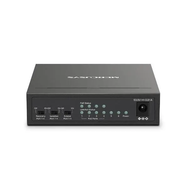 Switch 6 porturi 10/100Mbps 4 porturi PoE+ Mercusys - MS106LP