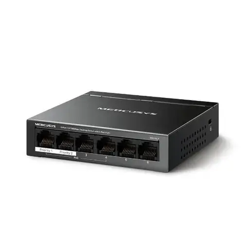 Switch 6 porturi 10/100Mbps 4 porturi PoE+ Mercusys MS106LP