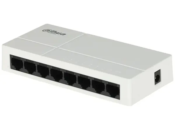 Switch 8 porturi Dahua SG1008L, pana la 1000Mbps, plug and play, 5V, 1A