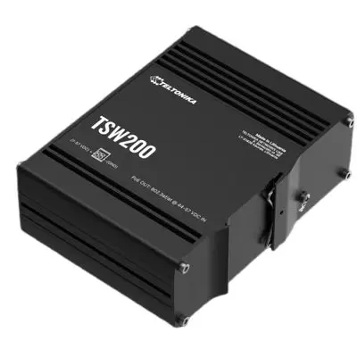 Switch 8 porturi ETH Gigabit, Teltonika TSW2000000B0, Fara management, PoE, 2 porturi SFP, montare sina DIN