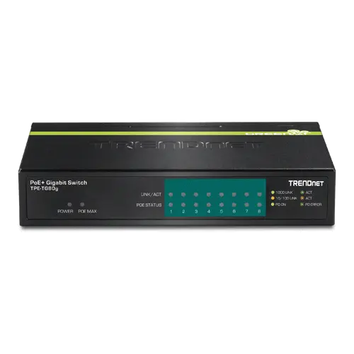 Switch 8 porturi Gigabit PoE/PoE+ 123W - TRENDnet TPE-TG80G