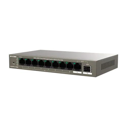 Switch 8 porturi PoE, 1 port RJ45, 1 port SFP, Gigabit, Cloud Management - IP-COM G2210P-8-102W