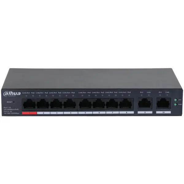 Switch 8 porturi PoE, Cloud Managed, Dahua CS4010-8ET-110