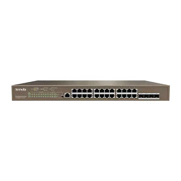 Switch cu 24 porturi Tenda TEG5328P-24-410W, 56 Gbps, 41.7 Mpps, 16000 MAC, PoE, cu management