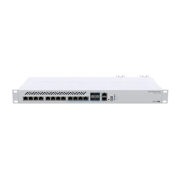 Switch cu 8 porturi Gigabit MikroTik CRS312-4C+8XG-RM, 4 porturi Combo 10G/SFP+, 1 port consola RJ45, cu management