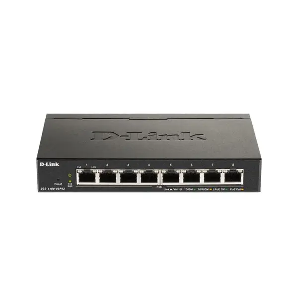 Switch D-Link DGS-1100-08PV2, 8 port, 10/100/1000 Mbps