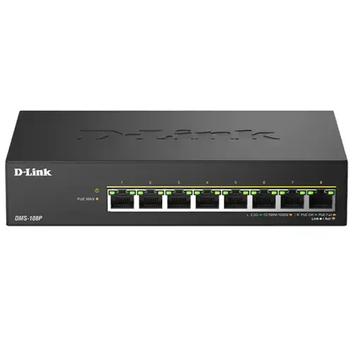 Switch D-Link DMS-108P, 8 porturi, PoE
