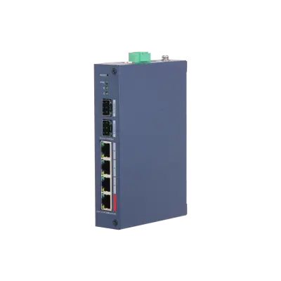 Switch Dahua 4 porturi PoE RJ45 10/100 Mbps, 2 × SFP 1000 Mbps, IP30, IK06, management, CHS4206-4ET-90