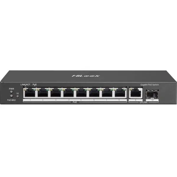 Switch Desktop/Rackmount Hikvision HiLook, NS-0510P-58, 10 Porturi, PoE+ 58W