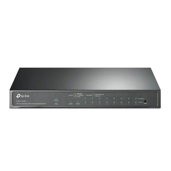 Switch Easy Smart PoE TP-LINK TL-SG1210MPE, 11 porturi, 9x Gigabit RJ45, 1x Combo Gigabit RJ45, 1x Gigabit SFP, 123W, QoS, Management