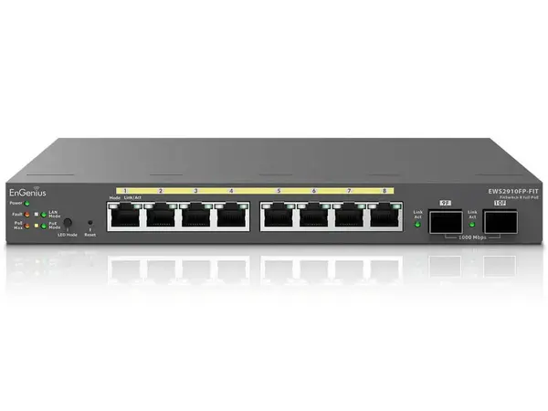 Switch EnGenius EWS2910FP-Fit, 8 porturi Gigabit POE, 2 porturi SFP, putere 110W, cu management