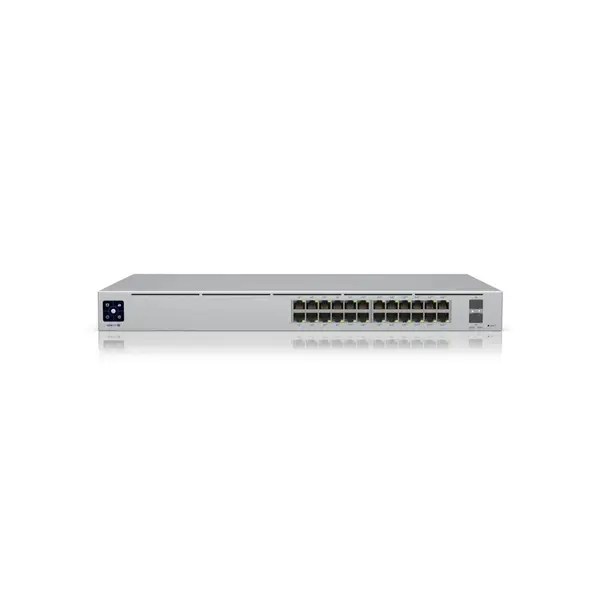 Switch Gigabit rackabil Ubiquiti UniFi USW-Pro-24-PoE, 24 porturi Gigabit PoE+/PoE++, 2 porturi 10G SFP+, 88 Gbps, 400 W, Layer 3, 1U, cu management