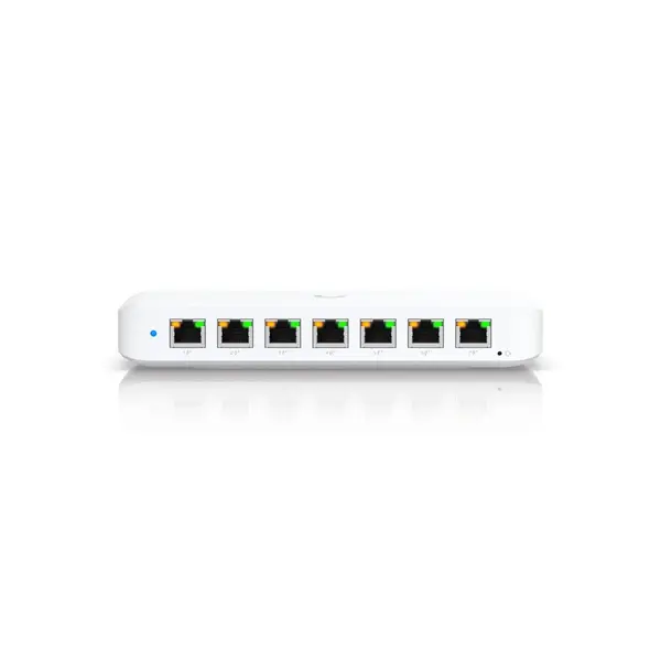 Switch Gigabit Ubiquiti USW-Ultra, 8 porturi, Layer 2, 42 W, 16 Gbit/s, PoE+, cu administrare