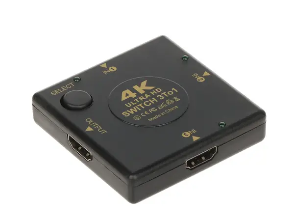 Switch HDMI Pawonik, 3 intrari, 1 iesire, 4K UHD, HDMI 1.4b, mod automat si manual, Plug & Play, HDMI-SW-3/1-V1.4B