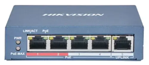 Switch Hikvision DS-3E0105P-E(B), 4 Porturi, PoE