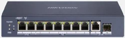 Switch Hikvision DS-3E0510HP-E, Gigabit, 8 porturi, PoE
