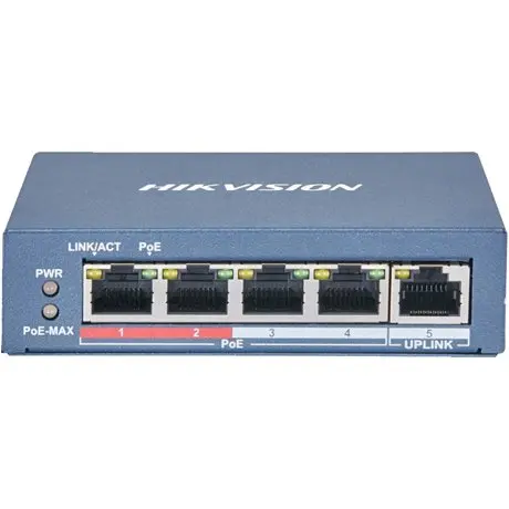 Switch HIKVISION DS-3E1105P-EI-M 4 porturi 100 Mb PoE, 1 port uplink RJ45 100 Mb, SMART Management