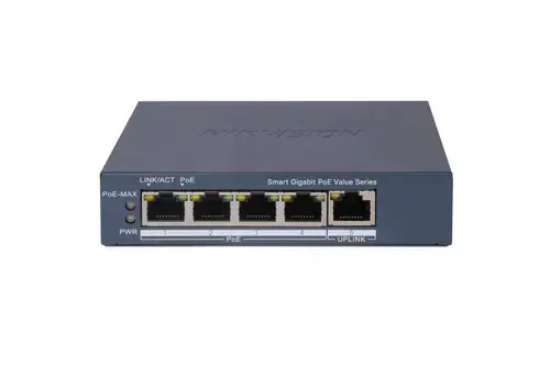 Switch Hikvision DS-3E1505P-EI/M, 4 porturi, PoE