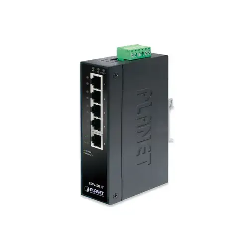 Switch Industrial Fast Ethernet, Planet, Negru