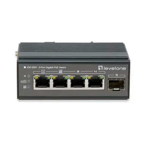 Switch industrial LevelOne IGP-0501, 5 Porturi Gigabit, PoE (Negru)