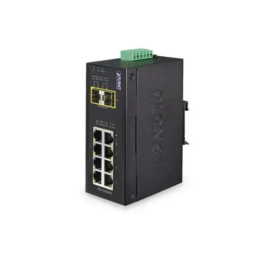 Switch industrial Planet IGS-1020TF, 8 Porturi Gigabit (Negru)