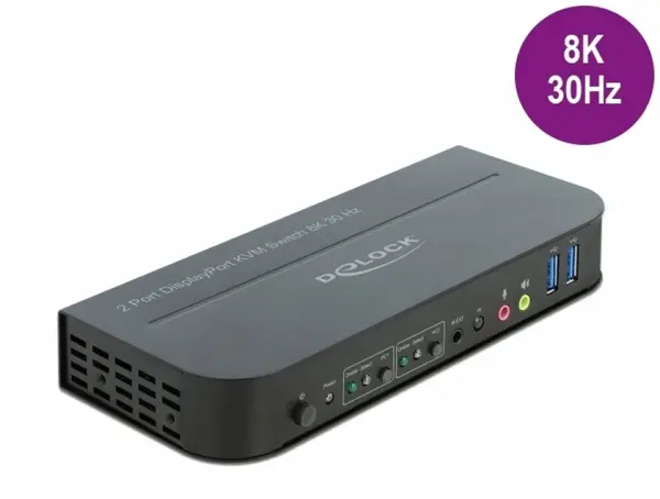 Switch KVM DisplayPort 8K30Hz cu USB 3.0 si Audio, Delock 11482